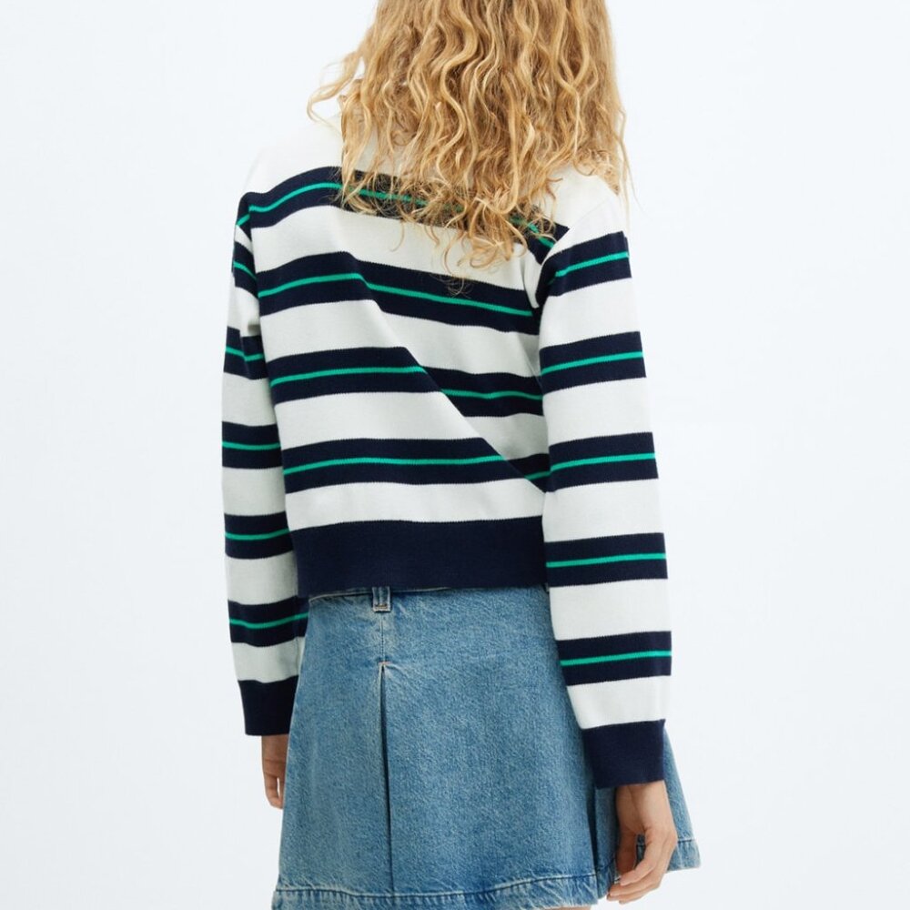 NWT MANGO - Striped polo-neck sweater - Picture 4 of 6
